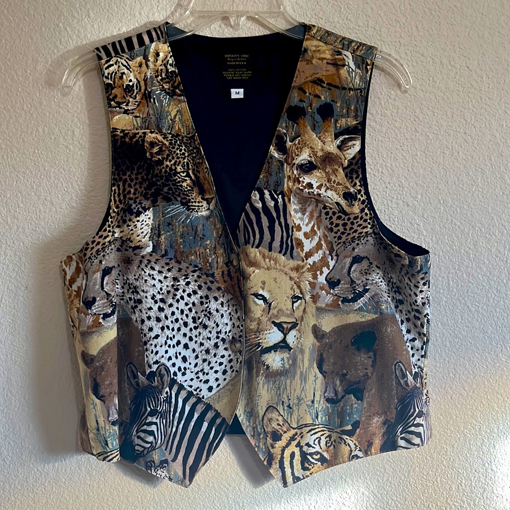 Infinity Chic Designer Fashions Safari Button Up Vest - Size M - Made in USA
